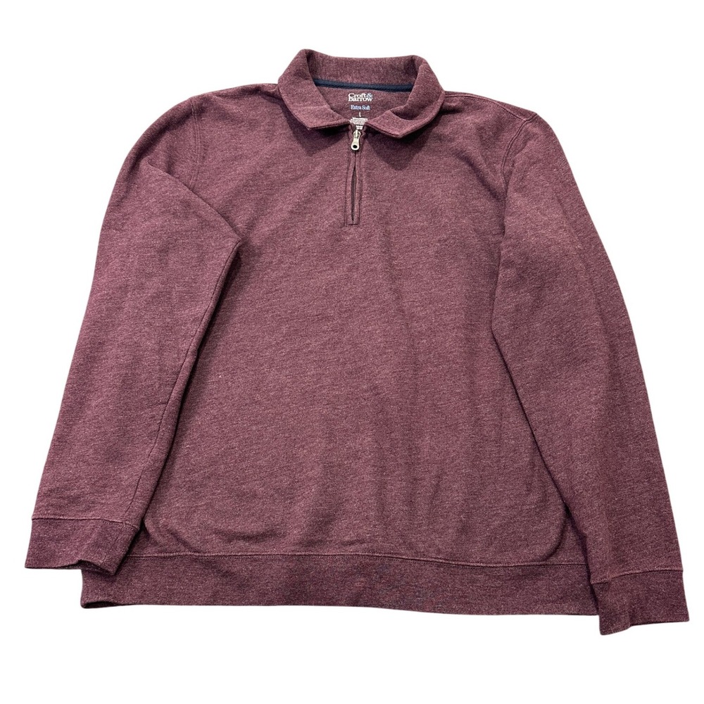 Croft & Barrow Mens Burgundy Heather Extra Soft Quarter Zip Pullover Large